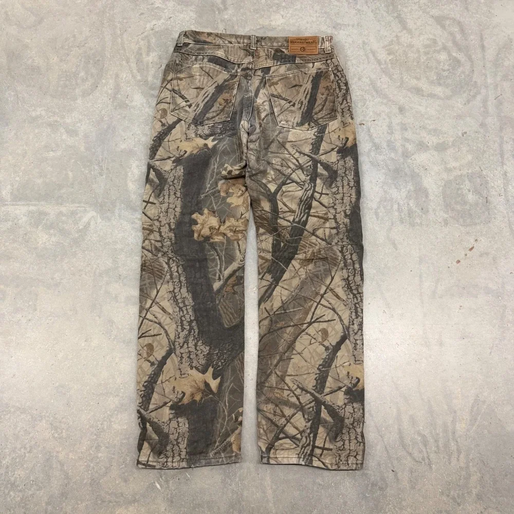 Y2K Mens Wrangler Rugged Wear Realtree Camo Lined Hunting Pants 32x32